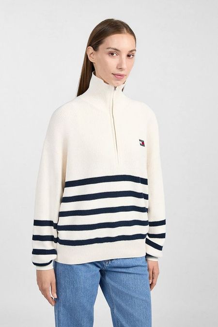 Пуловер хлопковый с воротником на молнии Tommy Jeans