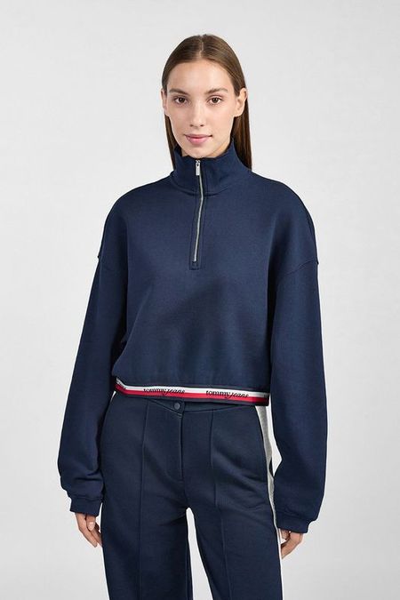 Толстовка хлопковая с воротником на молнии Tommy Jeans